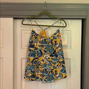 J. Crew Blue and Yellow Scalloped Camisole